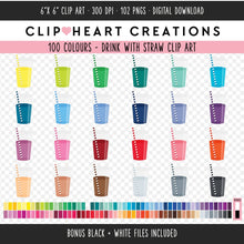 Load image into Gallery viewer, 100 Drink with Straw Digital Clip Art