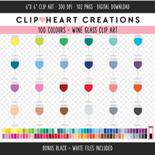 Load image into Gallery viewer, 100 Wine Glass Digital Clip Art