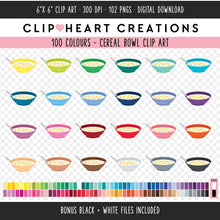 Load image into Gallery viewer, 100 Cereal Bowl Digital Clip Art