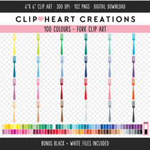 Load image into Gallery viewer, 100 Fork Clip Art