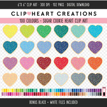 Load image into Gallery viewer, 100 Heart Sugar Cookie Clip Art