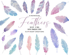 Load image into Gallery viewer, Watercolor Feathers Clip Art