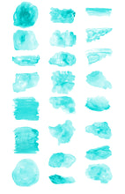 Load image into Gallery viewer, Aqua Watercolor Shapes Clip Art
