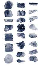 Load image into Gallery viewer, Navy Watercolor Shapes Clip Art