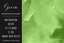 Load image into Gallery viewer, Green Watercolor Digital Papers