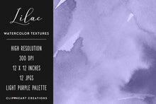 Load image into Gallery viewer, Lilac Watercolor Digital Papers