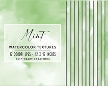 Load image into Gallery viewer, Mint Watercolor Digital Papers