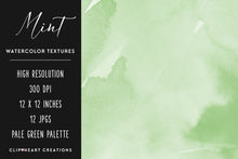 Load image into Gallery viewer, Mint Watercolor Digital Papers