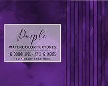 Load image into Gallery viewer, Purple Watercolor Digital Papers
