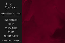 Load image into Gallery viewer, Red Wine Watercolor Digital Papers