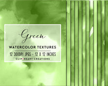 Load image into Gallery viewer, Green Watercolor Digital Papers