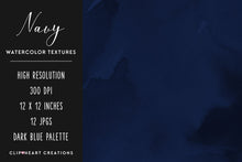 Load image into Gallery viewer, Navy Watercolor Digital Papers
