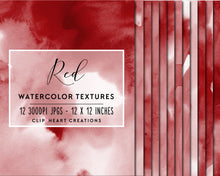 Load image into Gallery viewer, Red Watercolor Digital Papers