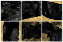Load image into Gallery viewer, Black & Gold Watercolor and Foil Digital Papers