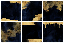 Load image into Gallery viewer, Navy & Gold Watercolor and Foil Digital Papers