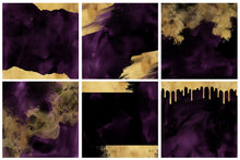 Load image into Gallery viewer, Purple & Gold Watercolor and Foil Digital Papers
