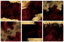 Load image into Gallery viewer, Red & Gold Watercolor and Foil Digital Papers