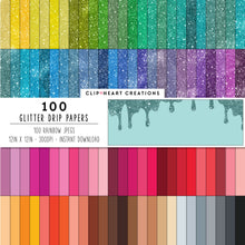 Load image into Gallery viewer, 100 Glitter Drip Digital Papers