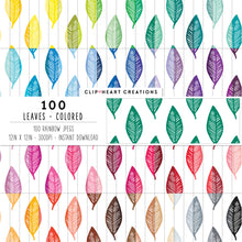 Load image into Gallery viewer, 100 Leaves Pattern Digital Papers (Color)