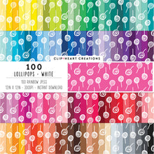 Load image into Gallery viewer, 100 Lollipops Pattern Digital Papers (White)