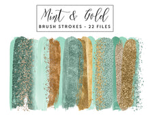 Load image into Gallery viewer, Mint & Gold Brush Strokes
