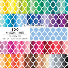 Load image into Gallery viewer, 100 Moroccan Pattern Digital Papers (White)