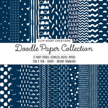 Load image into Gallery viewer, Navy Scandi Doodle Papers