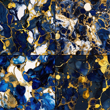 Load image into Gallery viewer, Navy and Gold Alcohol Ink Seamless Digital Papers