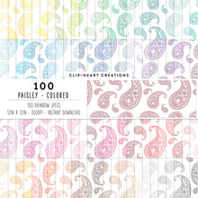 Load image into Gallery viewer, 100 Paisley Pattern Digital Papers (Color)