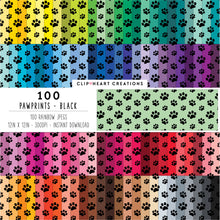 Load image into Gallery viewer, 100 Pawprints Digital Papers (Black)