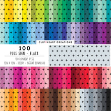 Load image into Gallery viewer, 100 Plus Sign Pattern Digital Papers (Black)