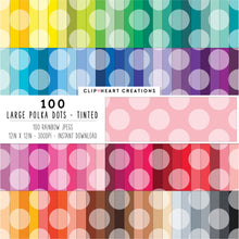 Load image into Gallery viewer, 100 Large Polka Dots Digital Papers (Tinted)