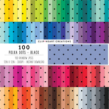 Load image into Gallery viewer, 100 Polka Dots Digital Papers (Black)