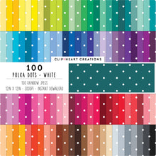Load image into Gallery viewer, 100 Polka Dots Digital Papers (White)