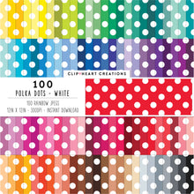 Load image into Gallery viewer, 100 Polka Dots Digital Papers (White)