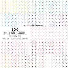 Load image into Gallery viewer, 100 Small Polka Dots Digital Papers (Color)