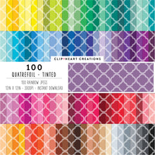 Load image into Gallery viewer, 100 Quatrefoil Pattern Digital Papers (Tinted)