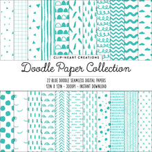Load image into Gallery viewer, Aqua Scandi Doodle Papers
