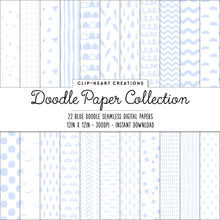 Load image into Gallery viewer, Blue Scandi Doodle Papers