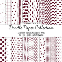 Load image into Gallery viewer, Burgundy Scandi Doodle Papers