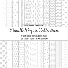 Load image into Gallery viewer, Grey Scandi Doodle Papers