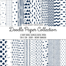 Load image into Gallery viewer, Navy Scandi Doodle Papers