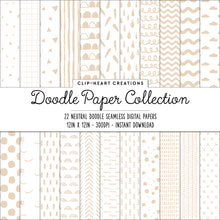 Load image into Gallery viewer, Neutral Scandi Doodle Papers