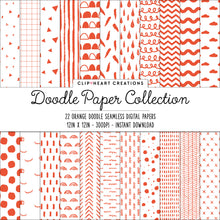 Load image into Gallery viewer, Orange Scandi Doodle Papers