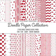 Load image into Gallery viewer, Red Scandi Doodle Papers