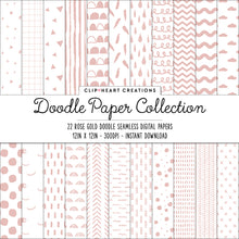 Load image into Gallery viewer, Rose Gold Scandi Doodle Papers