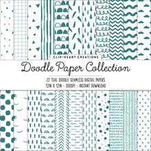 Load image into Gallery viewer, Teal Scandi Doodle Papers