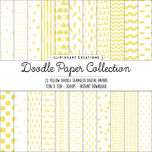 Load image into Gallery viewer, Yellow Scandi Doodle Papers