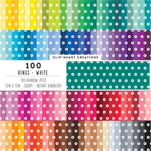 Load image into Gallery viewer, 100 Ring Pattern Digital Papers (White)