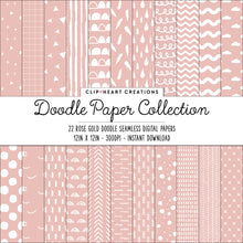 Load image into Gallery viewer, Rose Gold Scandi Doodle Papers